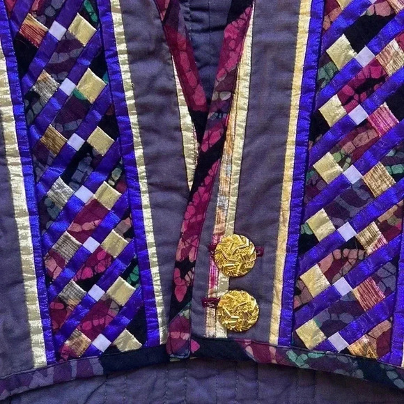 Homemade Quilted Vest metallic handmade - Picture 2 of 5